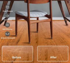 4'lü Keçeli Şeffaf Silikon Sandalye Ayak Koruyucu Seti