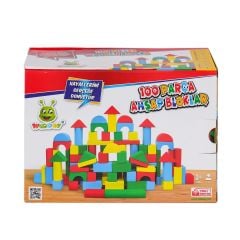 KR085 Woodoy Ahşap Renkli Bloklar 100 Parça -Karsan Oyuncak