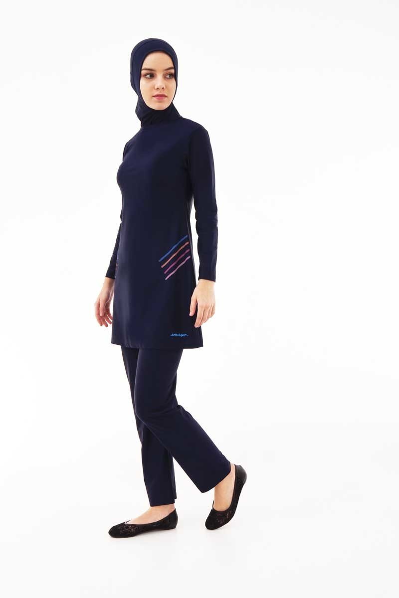 Emayo Tam Kapalı Tesettür Mayo Seyhan 5033 Lacivert XXL