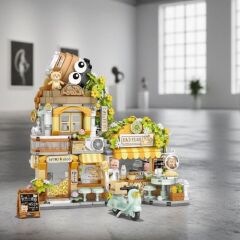 LZ-1382 LOZ KÜÇÜK AYI KAFE ÇİÇEKÇİ PONDA ÇAY EVİ 1077 PARÇA BLOCK OYUNCAK