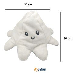 BUFFER® Çift Taraflı Çevrilebilir Mutlu Kızgın Mod Değiştiren Sevimli  Ahtapot Yastık Peluş