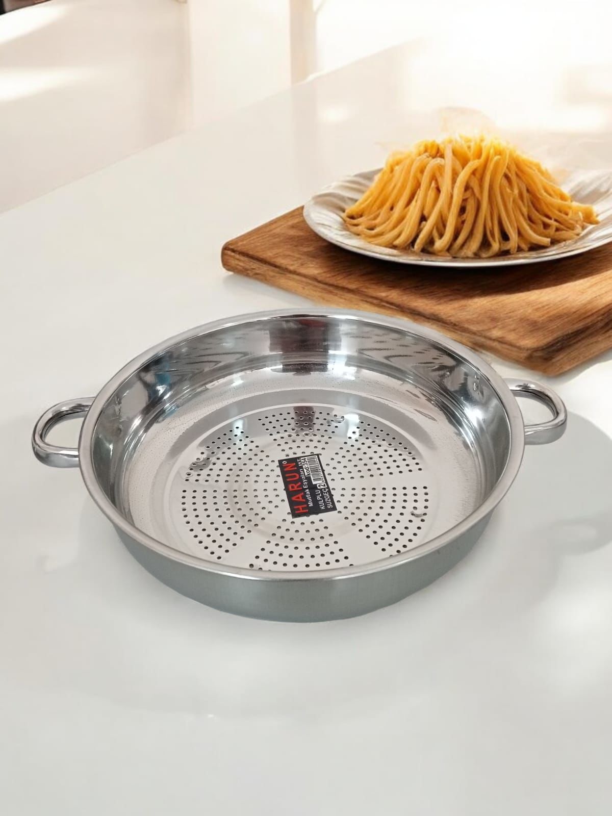 Paslanmaz Çelik Kulplu Süzgeç Makarna Süzgeci 3 Numara