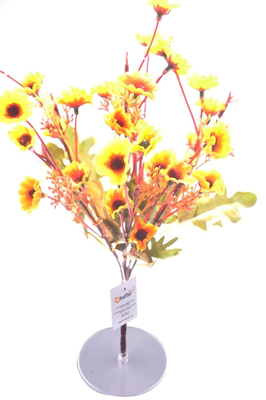 BUFFER® 7 Dallı 33 cm Dekoratif Papatya Yapay Sahte Sarı Süs Çiçeği