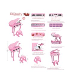 BAO-1403 0213  Mikrofonlu 37 Tuşlu Mp3 Çalar Büyük Pembe Piyano