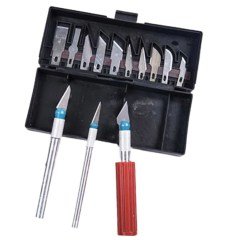BUFFER® Zanaat 16 Parça Hobi Gravür Ahşap Heykel Çömlek Oyma Şekil Verme 13 Maket Bıçak Neşter Seti