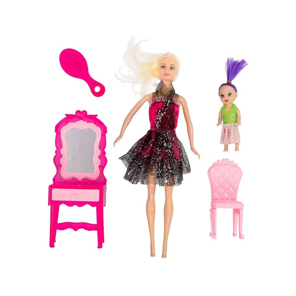 Anlily Bebek ve Oyuncak Makyaj Masası Yavrulu Bebekli