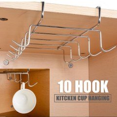 BUFFER® 10 Kancalı Fincan Kupa Bardak Askısı Bardaklık Raf Organizer