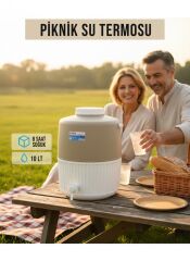10 LT Kale 1002 Soğuk Su Termosu Musluklu Piknik Termos Krem