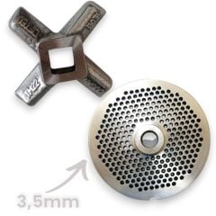 22 Numara 3,5 mm 2'li Kıyma Makinesi Ayna ve Bıçak Seti Çelik