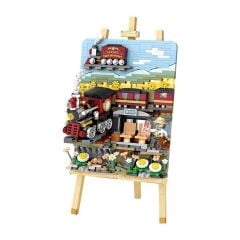 LZ-1296 LOZ TREN İSTASYONU AHŞAP BOYAMA 758 PARÇA BLOCK OYUNCAK