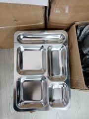 Biliz Metal Yemek Tepsisi 5 Gözlü Tabldot Paslanmaz