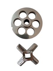 22 Numara 5 mm 2'li Kıyma Makinesi Ayna ve Bıçak Seti Çelik