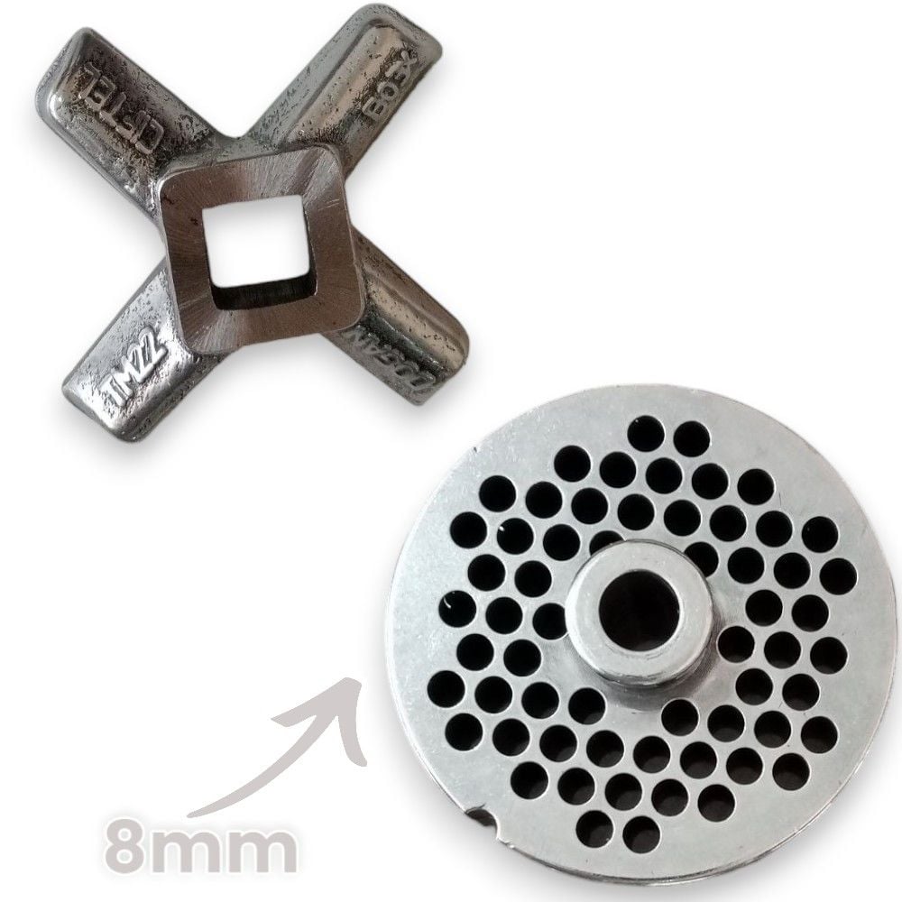 22 Numara 8 mm 2'li Kıyma Makinesi Ayna ve Bıçak Seti