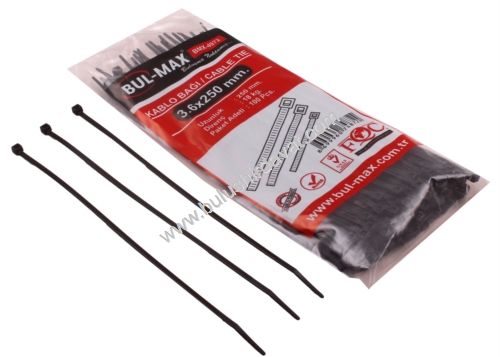 Bulmax 3,6*250mm Sıyah Cırt Kelepce Bmx-4972 (5 Adet Gönderilir)