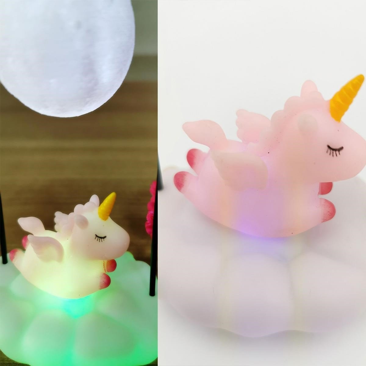 BUFFER® Işık Altında Sallanan Renk Değiştiren Unicornlu Gece Lambası