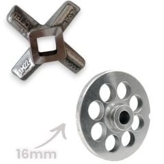 22 Numara 16 mm 2'li Kıyma Makinesi Ayna ve Bıçak Seti