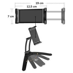 BUFFER® 360 Derece Dönebilen Mutfak Masaüstü Telefon Tablet Tutucu Ayarlanabilir Esnek Ayaklı Metal Gövdeli