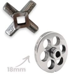 22 Numara 18 mm 2'li Kıyma Makinesi Ayna ve Bıçak Seti