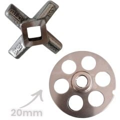 22 Numara 20 mm 2'li Kıyma Makinesi Ayna ve Bıçak Seti