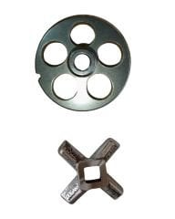 22 Numara 22 mm 2'li Kıyma Makinesi Ayna ve Bıçak Seti (4 Yada 5 Delikli)