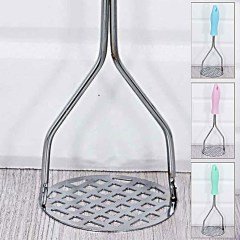 Renkli Plastik Saplı Paslanmaz Metal Patates Ezici | Püre Yapıcı Mutfak Aparatı