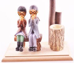 BUFFER® El Yapımı Romantik Aşıklar Temalı Işıklı ve Kalemlikli Biblo