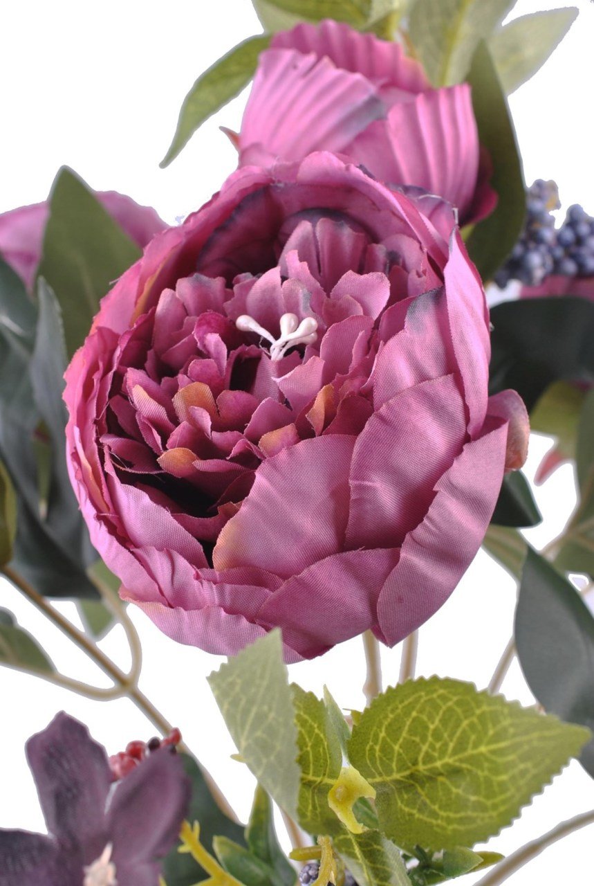 BUFFER® 9 Dallı 40cm Gül Demeti Dekoratif Yapay Çiçek Mor Renk Süs Bitkisi