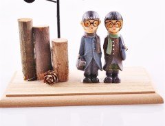 BUFFER® Pilli Işıklı Romantik Çift Tema Büyük Boy Dekoratif Ahşap Biblo