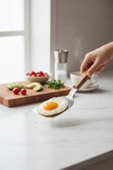 Paslanmaz Çelik Mutfak Spatulası, Ahşap Saplı, Keskin Ağız 9cm, Geniş Ağızlı BLZ-44