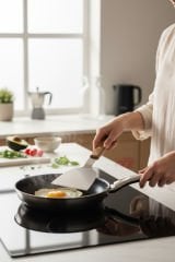 Paslanmaz Çelik Mutfak Spatulası, Smash Burger, Pankek, Keskin Ağız 12cm, Geniş Ağızlı BLZ-46