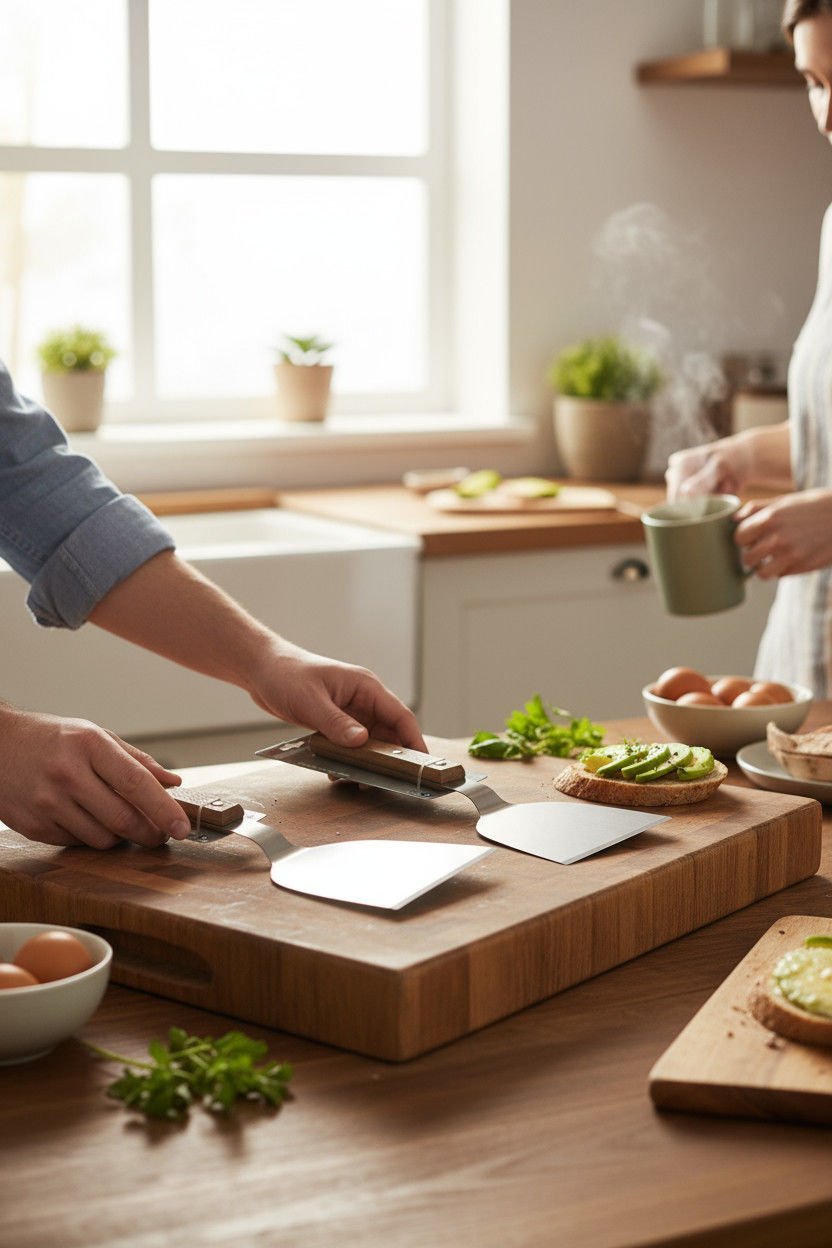 2'li Paslanmaz Çelik Mutfak Spatulası, Smash Burger, Pankek, Keskin Ağız