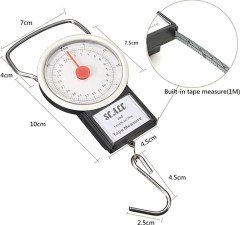 BUFFER® 22 KG/50LB Kancalı Tartı Aleti 1 Metre Mezuralı Askılı Balıkçı Terazisi