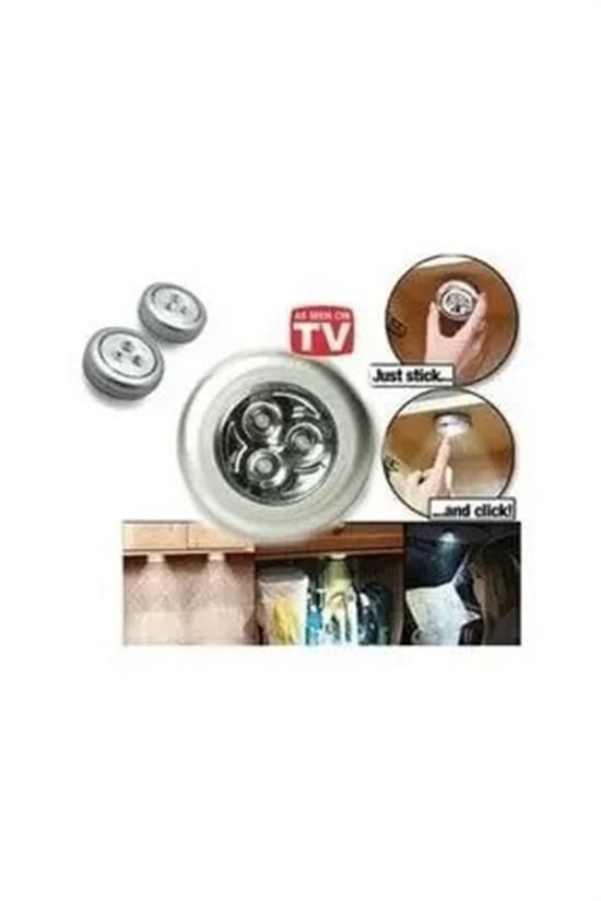 BUFFER® Kablosuz Spot Pilli Dokunmatik Led Lamba 3 Ledli Dolap Lambası