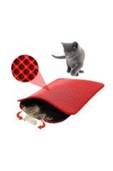BUFFER® Tuvalet Önü Kum Toplayıcı Kırmızı Renkli Elekli Kedi Paspası
