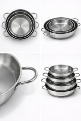 4’lü Çelik Sahan Tava Seti Paslanmaz 16-18-20-22 cm İndüksiyon Uyumlu Çift Kulplu