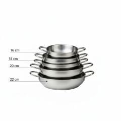 4’lü Çelik Sahan Tava Seti Paslanmaz 16-18-20-22 cm İndüksiyon Uyumlu Çift Kulplu