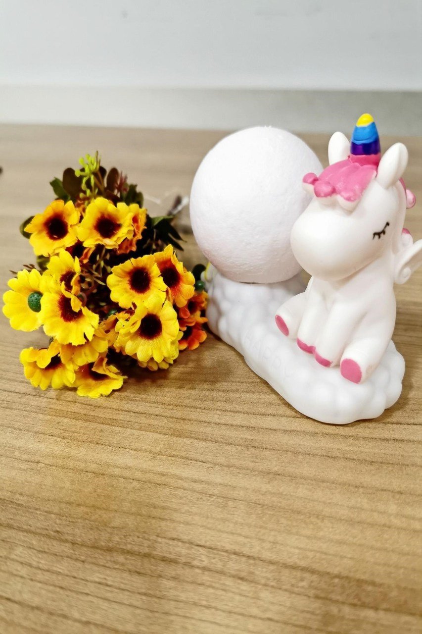BUFFER® Dekoratif Renk Değiştiren Unicornlu Beyaz Çocuk Gece Lambası