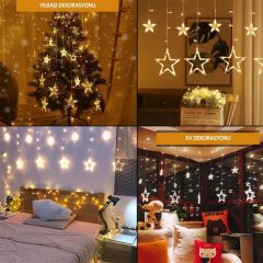 BUFFER® USB Bağlantılı Yıldız Led Işık Saçak Led Aydınlatma Dekor Işık