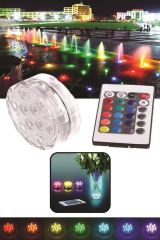 BUFFER® Su Geçirmez Kumandalı Renk Değiştiren RGB Su Altı Led Lamba Spot