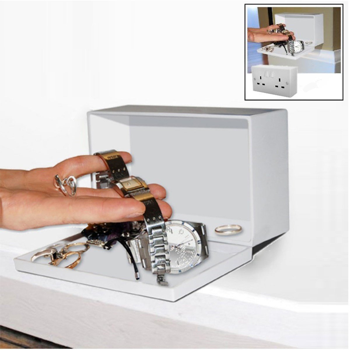 BUFFER® Priz Görünümlü Para Mücevher Kıymetli Evrak Gizli Duvar Kasası