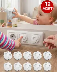 12 Adet Priz Kapatıcı Çocuk Güvenlik Priz Kilidi Bebek Priz Koruyucu