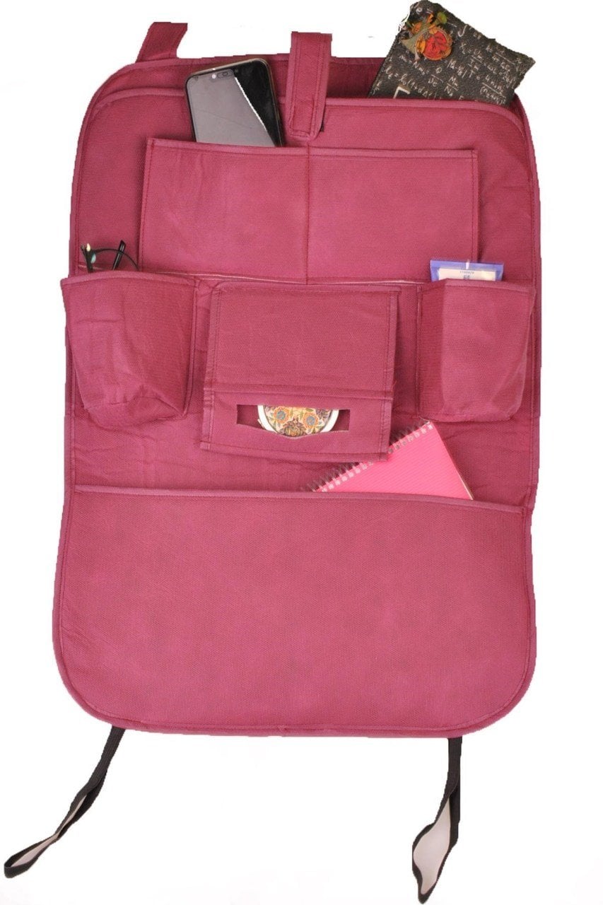 BUFFER® Araç İçi Pembe Koltuk Arkası Koruyucu Eşya Düzenleyici Organizer Cep