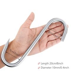 304 Paslanmaz Çelik S Tipi Et Asma Kancası – 10 mm Kalın, Kasap ve Mezbaha Kullanımına Uygun