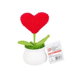 FL-7 12Lİ Kroşe Örgü Saksıda Kalp -Birliktoys