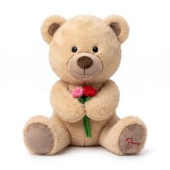 PL50216 Halley Oturan Peluş 45 cm Gül Tutan Ayı Oyuncak