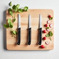 Solingen Meyve Bıçağı Sapı Simli Delikli Siyah Bıçak (6 Adet Gönderilir)