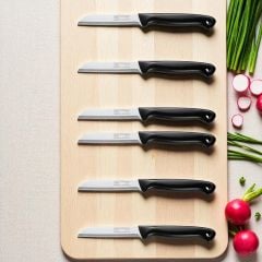 Solingen Meyve Bıçağı Sapı Simli Delikli Siyah Bıçak (6 Adet Gönderilir)