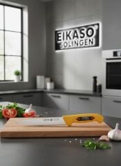 Eikaso Solingen Kasap Doğrama Bıçağı, Dar Ağızlı, 16 cm, Toplam 29 cm, Sarı Sap