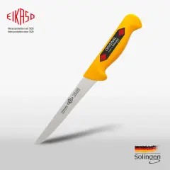 Eikaso Solingen Kemik Sıyırma Bıçağı, 16 cm Düz Kemiksiz Bıçak, Sarı Sap