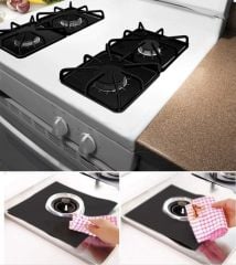 Ocak Koruyucu Folyo Yanmaz Yapışmaz 4'lü Set SiYAH